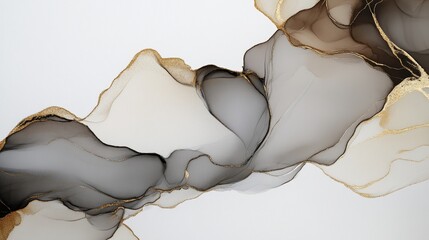 Poster - handmade bionic fluid art painting on paper with luxurious alcohol ink composition and watercolor st