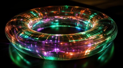 Poster - Colorful Light Trails Forming a Transparent Circular Shape