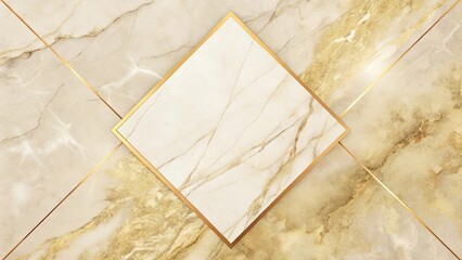 Poster - A gold and white marble with a diamond shape in the middle