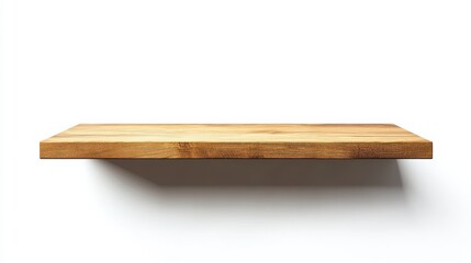 Poster - Wooden Shelf on White Background for Minimalist Interior Design