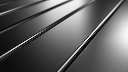 Poster - Smooth Black Metal Surface with Parallel Lines and Reflection Effect