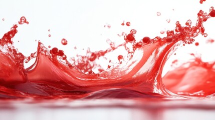 Poster - Bright Red Water Splash with Dynamic Motion and Reflection
