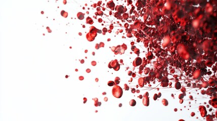 Poster - Abstract Red Particles with Soft Background in Dynamic Motion Design