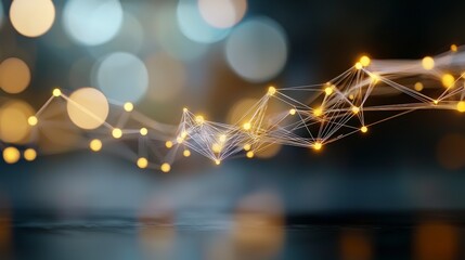 Poster - Abstract colorful bokeh background with glowing lights and dynamic connected lines conveying technology and innovation