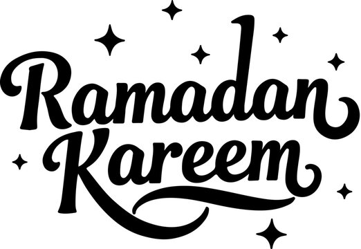 Ramadan Kareem typography calligraphy silhouette illustration vector style on white background.