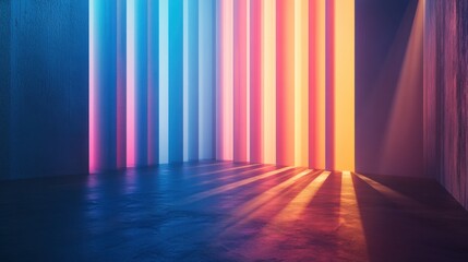 Poster - Vivid Light Beams in a Minimalistic Urban Space with Shadows