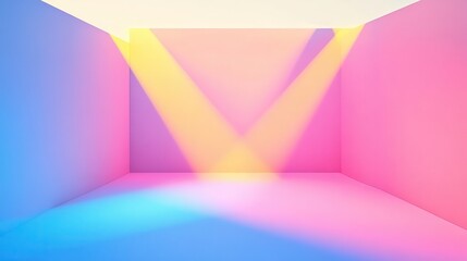 Poster - Colorful Abstract Space with Light Beams and Soft Shadows