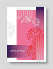 Wall Mural - geometric shapes and lines on a pink and white background. modern graphic style. concept of minimali