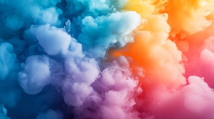 Poster - Colorful clouds merge and twist around each other, creating a mesmerizing blend of hues that evoke feelings of tranquility and wonder, like a sunset captured in motion