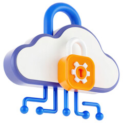 Aufkleber - Cloud computing graphic featuring a lock and settings icon.