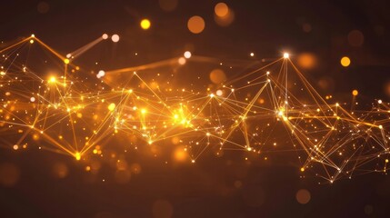 Poster - Abstract Golden Background with Sparkling Lights and Connections