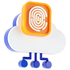 Fototapete - Cloud computing concept with fingerprint icon in vibrant colors.