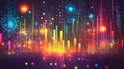 Poster - Vibrant Abstract Visualization with Colorful Lines and Lights