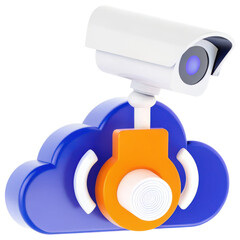 Aufkleber - Cloud-based security camera icon with a colorful design.