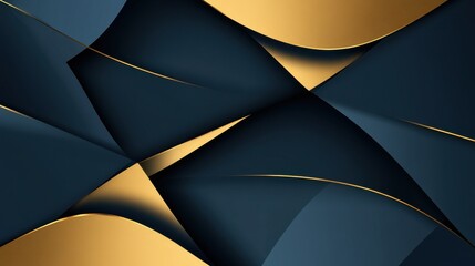 Poster - Elegant Abstract Waves in Gold and Dark Blue Background Design
