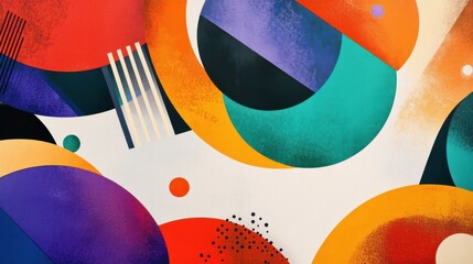 Poster - Colorful Abstract Shapes with Geometric Patterns and Textures