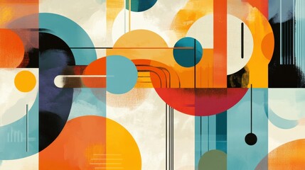 Poster - Vibrant Abstract Shapes and Lines in Bold Colors and Patterns