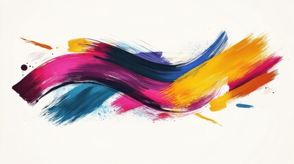 Poster - Vibrant Abstract Brush Strokes on Light Background for Creative Use