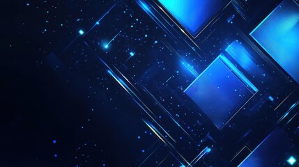 Poster - Abstract Blue Digital Background with Glowing Particles and Shapes