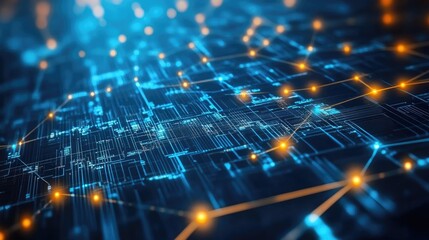 Poster - Cryptocurrency and blockchain communication network with glowing data links.