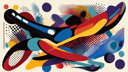 Poster - Vibrant Abstract Composition with Geometric Shapes and Colors