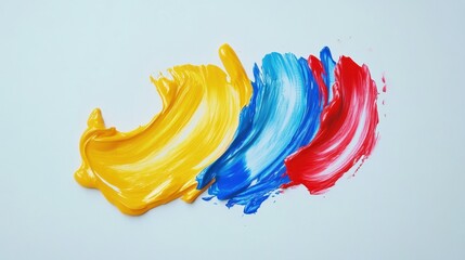 Poster - Colorful Swirls of Yellow, Blue, and Red Paint on White Background