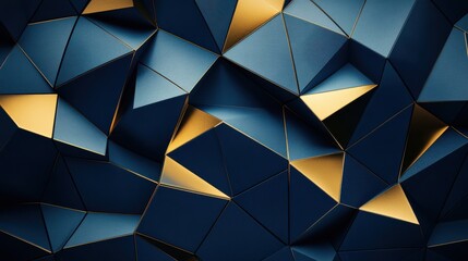 Poster - Abstract Geometric Background with Dark Blue and Gold Shapes