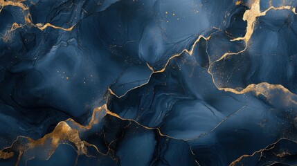 Poster - Elegant Dark Blue and Gold Marble Background Design for Art