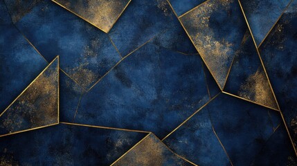 Poster - Abstract Blue and Gold Geometric Background for Modern Design
