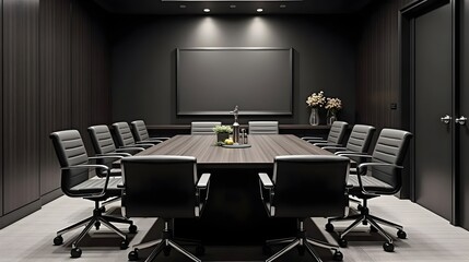 Poster - conference room with engraving style black color only