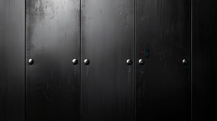 Poster - Black Wooden Texture with Simple Round Knobs on Cabinet Doors