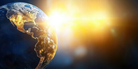 beautiful earth from space with bright sunlight and stunning colors