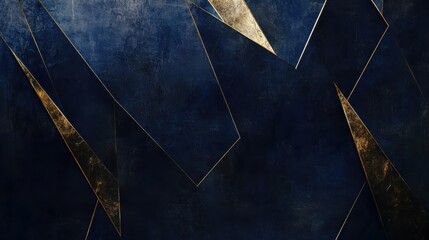 Poster - Abstract Gold and Dark Blue Background with Geometric Shapes