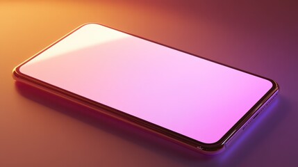 Poster - Floating smartphone template mockup, blank screen glowing, realistic shadows and reflections.