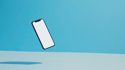 Poster - Floating smartphone with a blank white display, ideal for UI presentation.