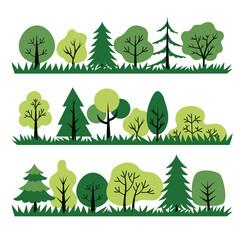 Wall Mural - vector trees set, isolated on a white background. simple and flat design. elements for a poster, ban
