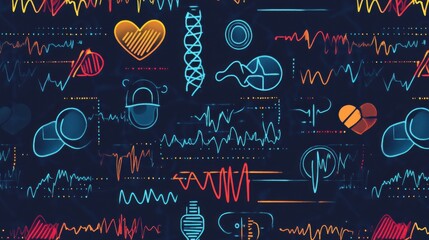 Poster - Colorful Abstract Design Featuring Health and Wellness Symbols