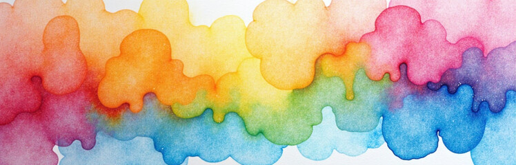Poster - A Vibrant Watercolor Background Featuring A Colorful Rainbow Design Adding Visual Interest To Art Projects And Creative Endeavors.