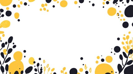 Poster - Abstract Floral Border Design with Yellow and Black Elements