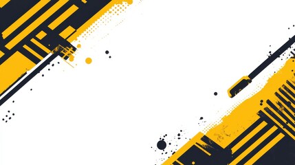 Poster - Abstract Yellow and Black Brush Stroke Pattern Background Design