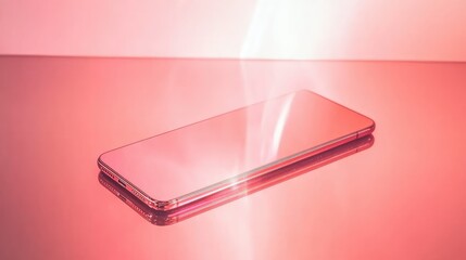 Poster - High-end smartphone mockup floating in a soft light environment, blank screen for presentation.