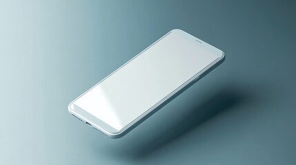 Poster - Levitating mobile phone mockup with a high-gloss finish, blank screen radiating soft light.