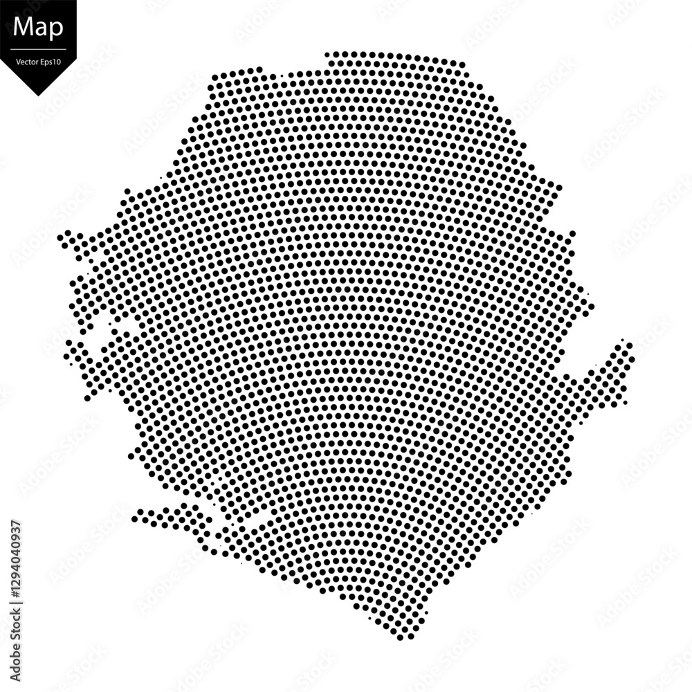 Abstract image Sierra Leone map from point Black on a white background ...