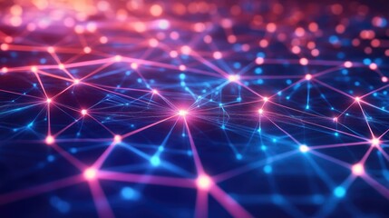 Poster - Minimalist communication network concept with thin glowing lines forming connections.