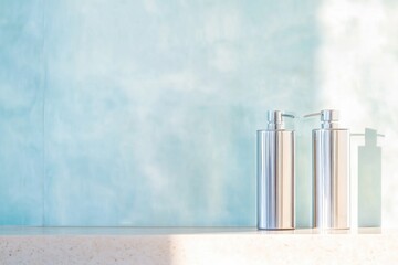 Poster - capture close-up of sleek modern kitchen gadgets on minimalist counter with ample negative space
