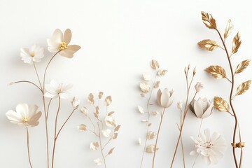 Poster - capture serene 3d arrangement of elegant minimalistic wedding decorations for digital design featuring floral elements