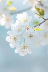 Poster - close-up of delicate spring blossoms with vibrant colors softly focused petals and bright natural light