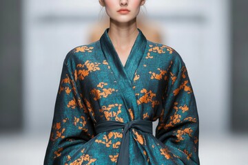 Poster - intricately detailed close-up of high-fashion garment on runway showcasing exquisite craftsmanship and texture of luxury
