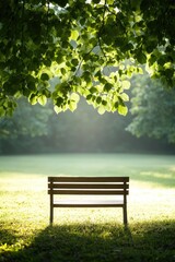 Poster - outdoor reading under shade of sun-dappled trees with soft light filtering through leaves
