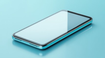 Poster - Stylish floating smartphone mockup, blank screen and metallic edges reflecting light.